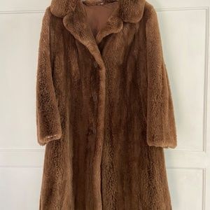 Vintage Brown Real Fur Mink Long Size 12